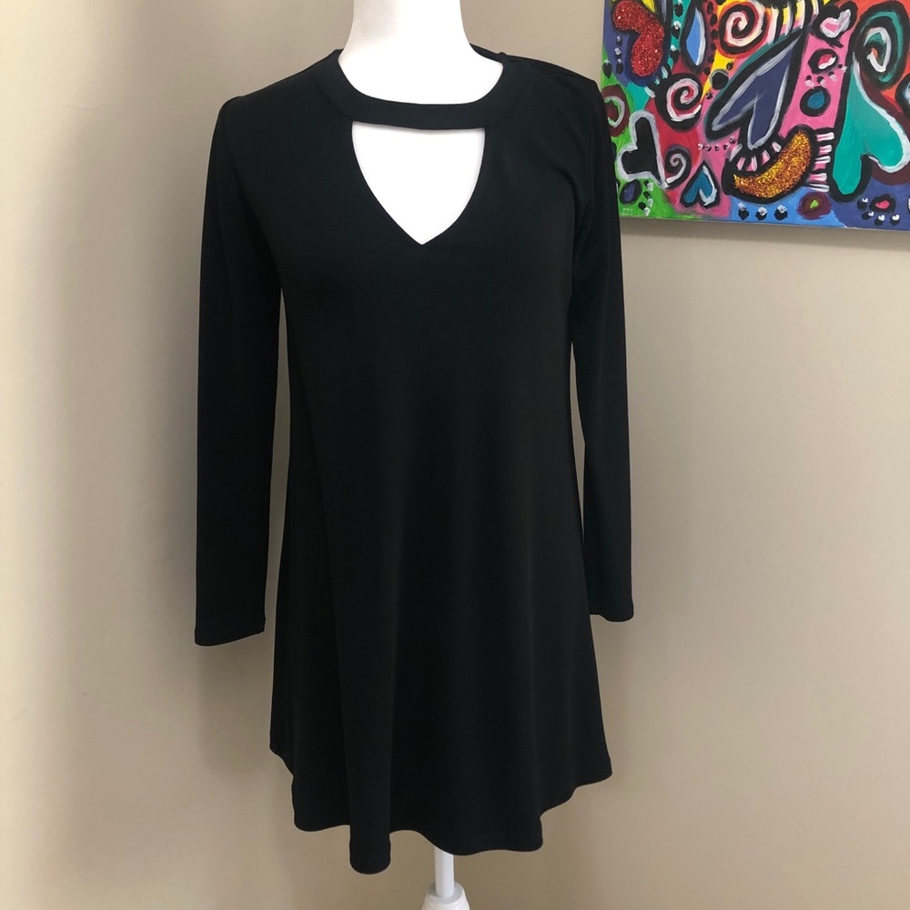 Veronica M. black long sleeve dress with cut out